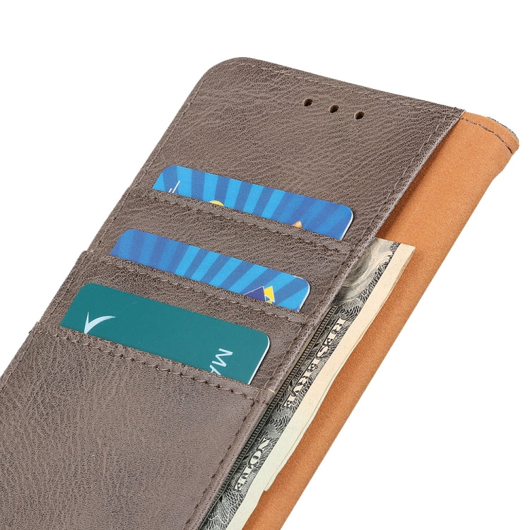 For iPhone 15 Pro KHAZNEH Cowhide Texture Horizontal Flip Leather Phone Case(Khaki) - HoMEdemic™ 