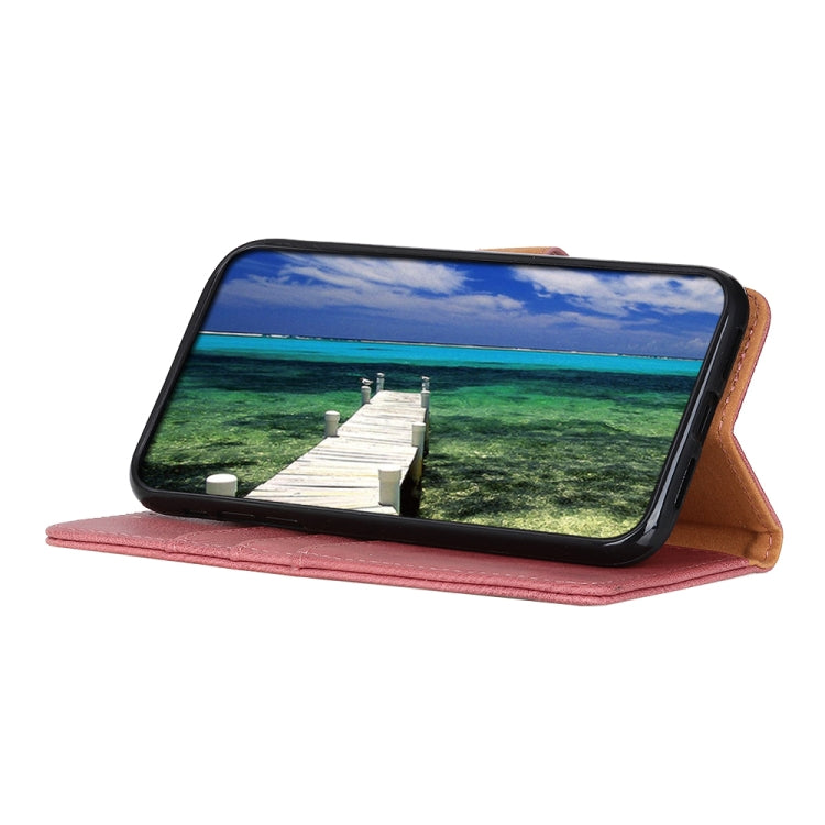 For iPhone 15 Pro KHAZNEH Cowhide Texture Horizontal Flip Leather Phone Case(Pink) - HoMEdemic™ 