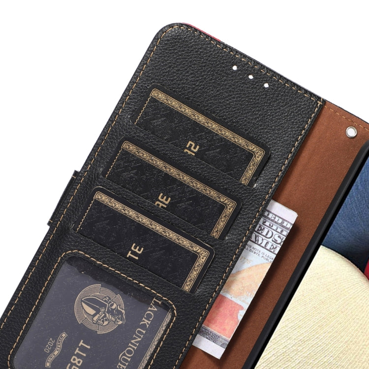 For iPhone 15 Pro KHAZNEH Litchi Texture Leather RFID Phone Case(Black) - HoMEdemic™ 