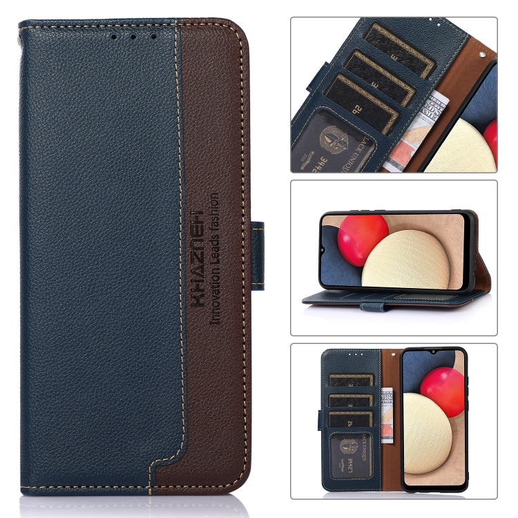 For iPhone 15 Pro KHAZNEH Litchi Texture Leather RFID Phone Case(Blue) - HoMEdemic™ 