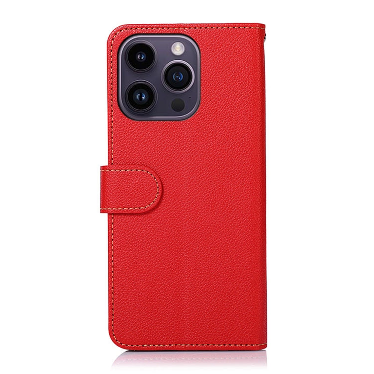 For iPhone 15 Pro KHAZNEH Litchi Texture Leather RFID Phone Case(Red) - HoMEdemic™ 
