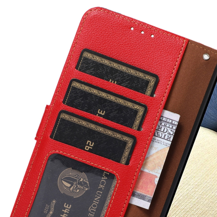 For iPhone 15 Pro KHAZNEH Litchi Texture Leather RFID Phone Case(Red) - HoMEdemic™ 