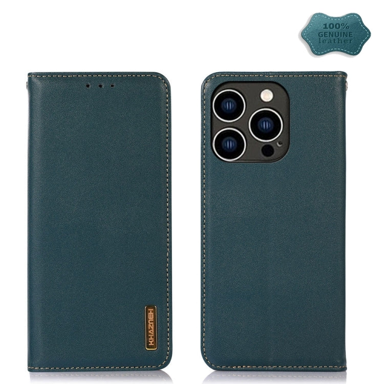For iPhone 15 Pro KHAZNEH Nappa Top Layer Cowhide Leather Phone Case(Green) - HoMEdemic™ 