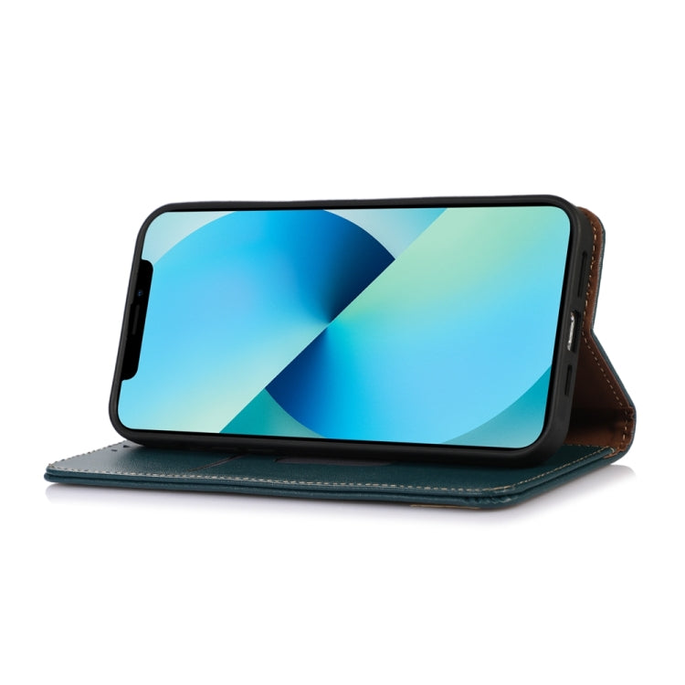 For iPhone 15 Pro KHAZNEH Nappa Top Layer Cowhide Leather Phone Case(Green) - HoMEdemic™ 