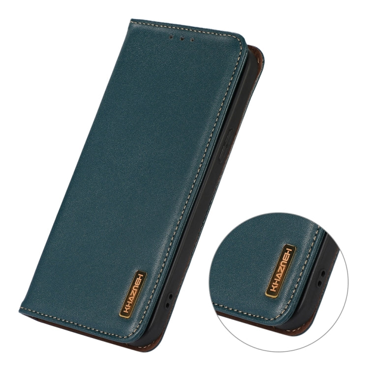 For iPhone 15 Pro KHAZNEH Nappa Top Layer Cowhide Leather Phone Case(Green) - HoMEdemic™ 