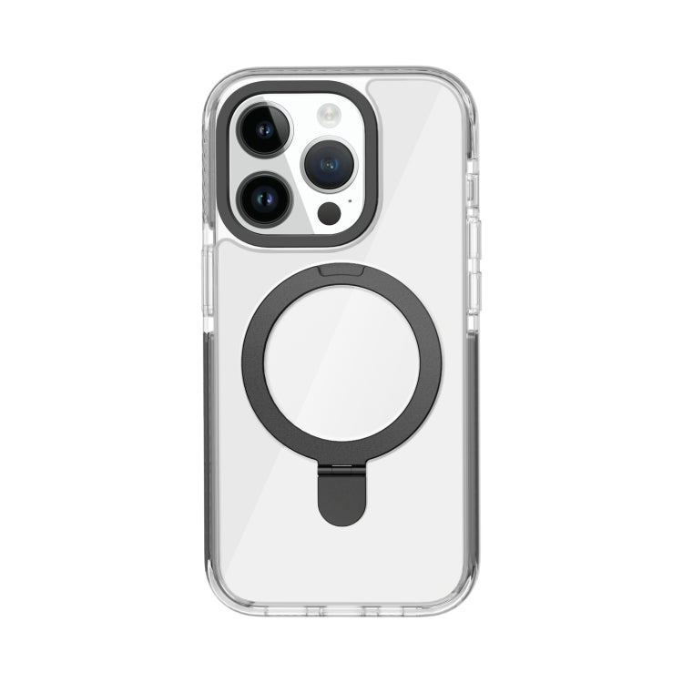 For iPhone 15 Pro Kingsteel Wolf MagSafe Holder Transparent Phone Case(Black) - HoMEdemic™ 