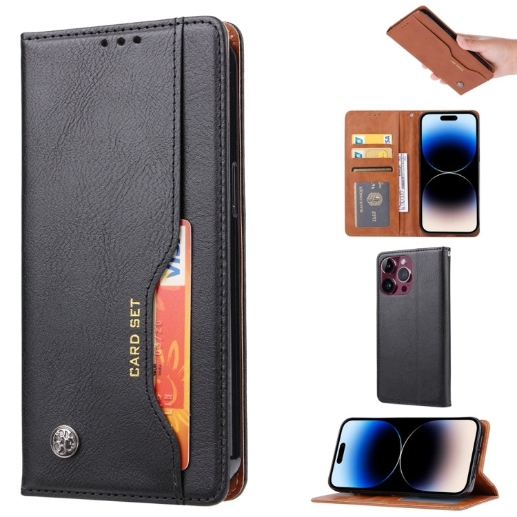 For iPhone 15 Pro Knead Skin Texture Flip Leather Phone Case(Black) - HoMEdemic™ 
