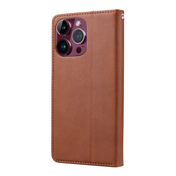 For iPhone 15 Pro Knead Skin Texture Flip Leather Phone Case(Brown) - HoMEdemic™ 