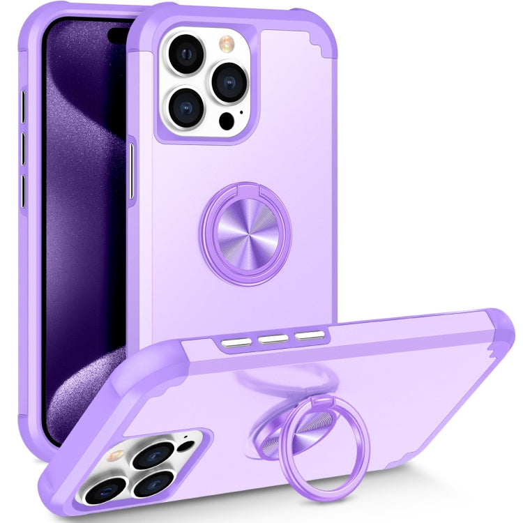 For iPhone 15 Pro L2 Rotating Ring Holder Magnetic Phone Case(Light Purple) - HoMEdemic™ 