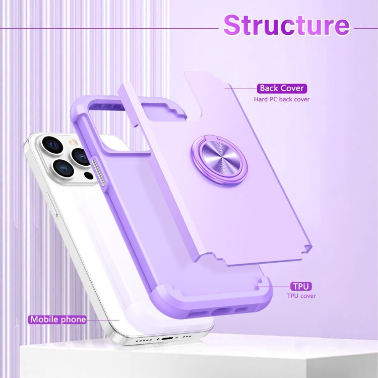 For iPhone 15 Pro L2 Rotating Ring Holder Magnetic Phone Case(Light Purple) - HoMEdemic™ 