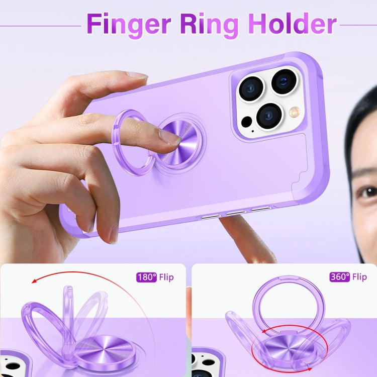 For iPhone 15 Pro L2 Rotating Ring Holder Magnetic Phone Case(Light Purple) - HoMEdemic™ 