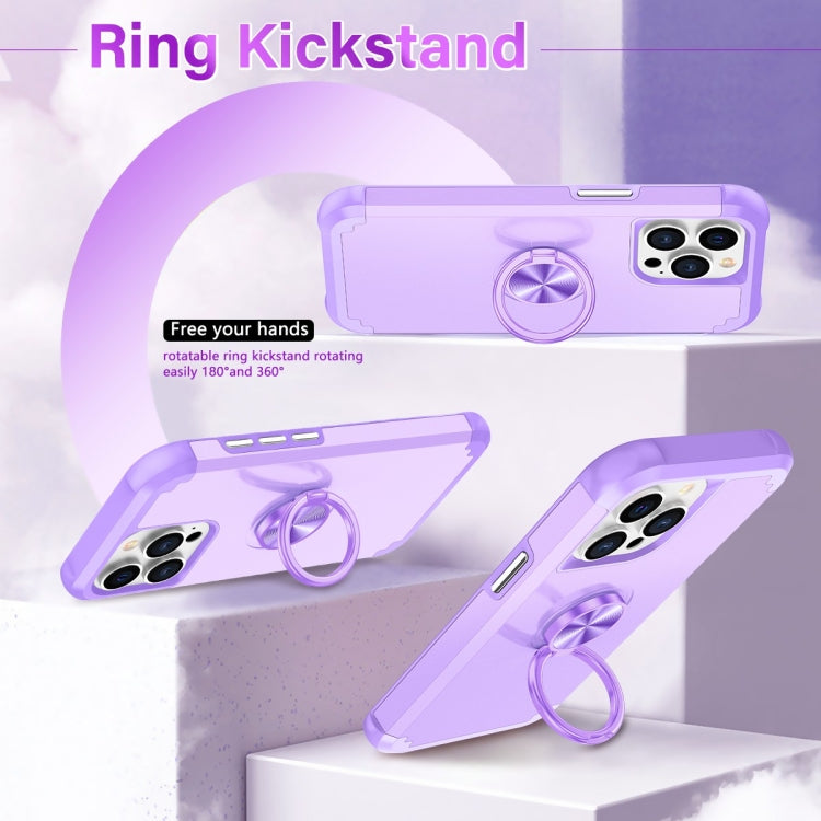 For iPhone 15 Pro L2 Rotating Ring Holder Magnetic Phone Case(Light Purple) - HoMEdemic™ 