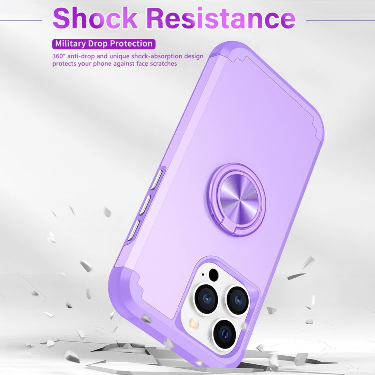 For iPhone 15 Pro L2 Rotating Ring Holder Magnetic Phone Case(Light Purple) - HoMEdemic™ 