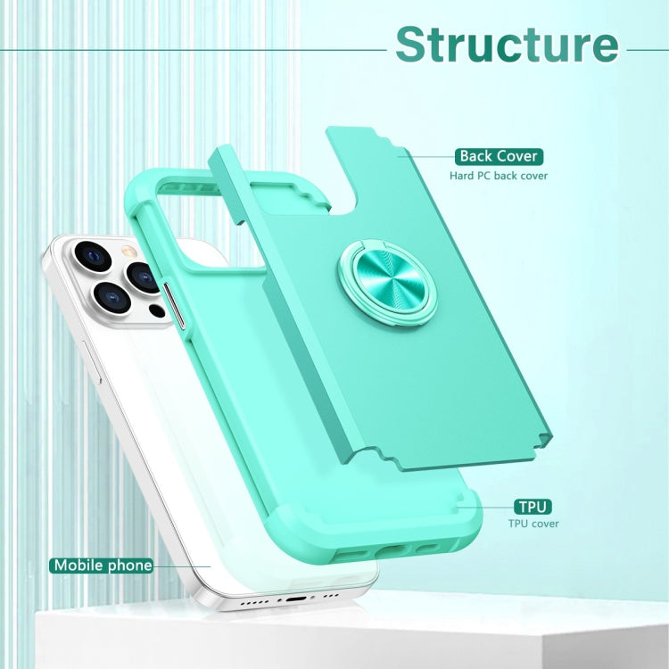 For iPhone 15 Pro L2 Rotating Ring Holder Magnetic Phone Case(Mint Green) - HoMEdemic™ 