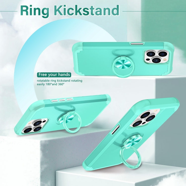 For iPhone 15 Pro L2 Rotating Ring Holder Magnetic Phone Case(Mint Green) - HoMEdemic™ 