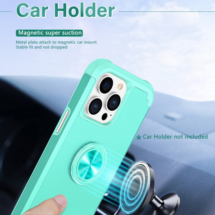 For iPhone 15 Pro L2 Rotating Ring Holder Magnetic Phone Case(Mint Green) - HoMEdemic™ 