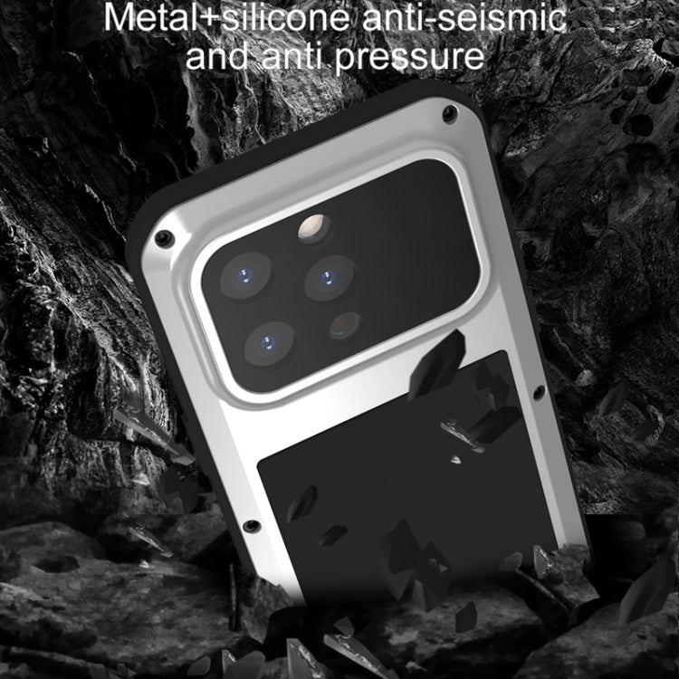 For iPhone 15 Pro LOVE MEI Metal Shockproof Life Waterproof Dustproof Phone Case(Army Green) - HoMEdemic™ 