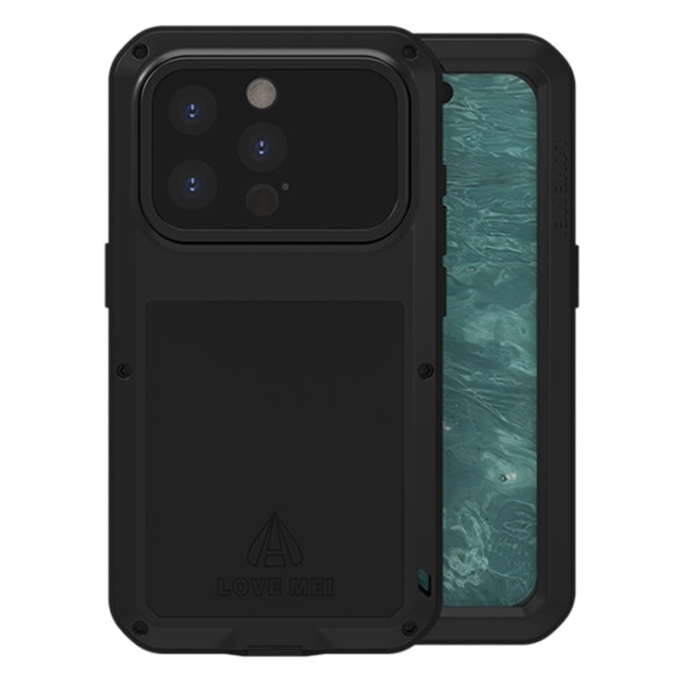 For iPhone 15 Pro LOVE MEI Metal Shockproof Life Waterproof Dustproof Phone Case(Black) - HoMEdemic™ 