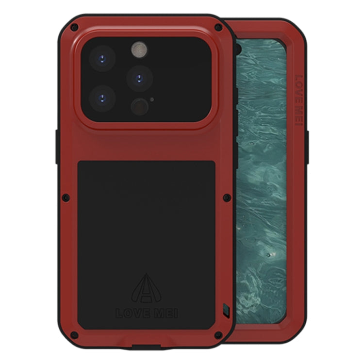 For iPhone 15 Pro LOVE MEI Metal Shockproof Life Waterproof Dustproof Phone Case(Red) - HoMEdemic™ 