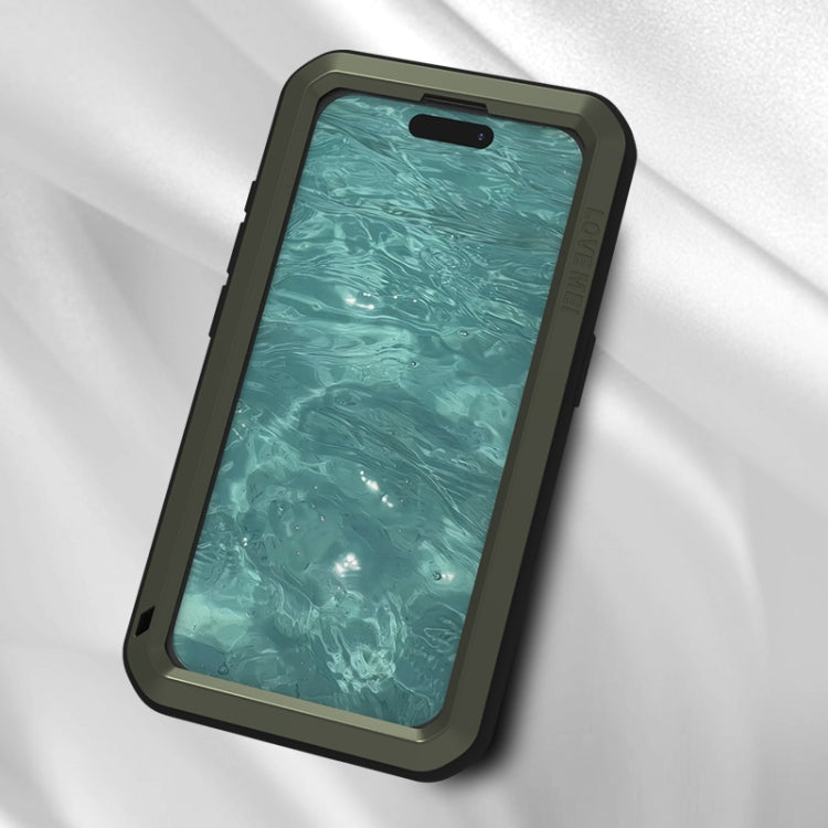 For iPhone 15 Pro LOVE MEI Metal Shockproof Life Waterproof Dustproof Phone Case(Red) - HoMEdemic™ 
