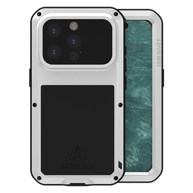 For iPhone 15 Pro LOVE MEI Metal Shockproof Life Waterproof Dustproof Phone Case(Silver) - HoMEdemic™ 