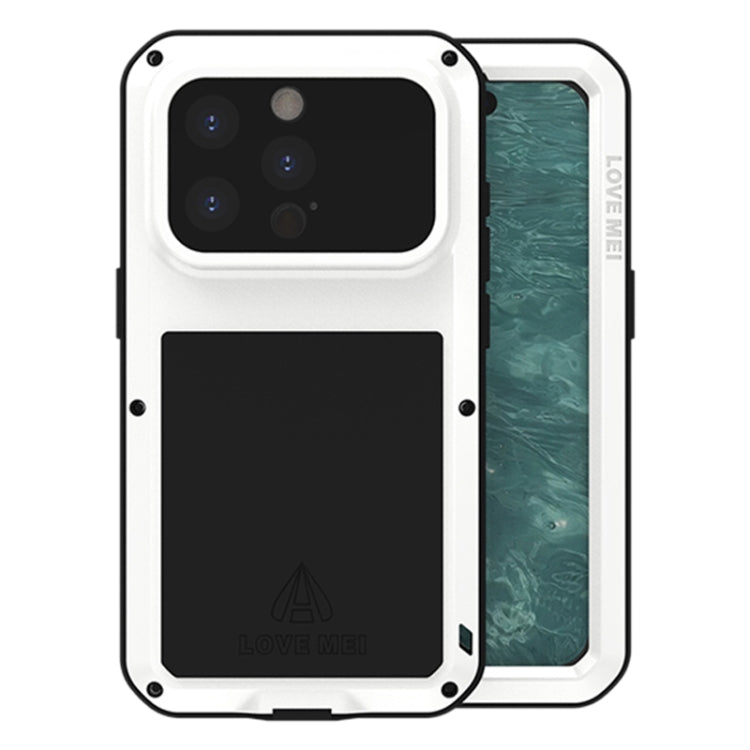 For iPhone 15 Pro LOVE MEI Metal Shockproof Life Waterproof Dustproof Phone Case(White) - HoMEdemic™ 