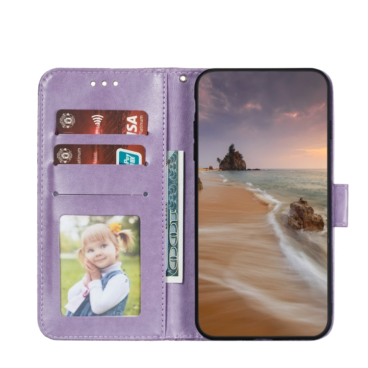 For iPhone 15 Pro Lace Flower Embossing Flip Leather Phone Case(Purple) - HoMEdemic™ 