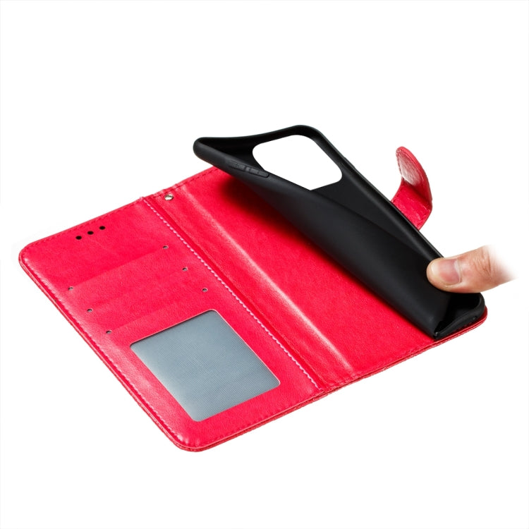 For iPhone 15 Pro Lace Flower Embossing Flip Leather Phone Case(Red) - HoMEdemic™ 