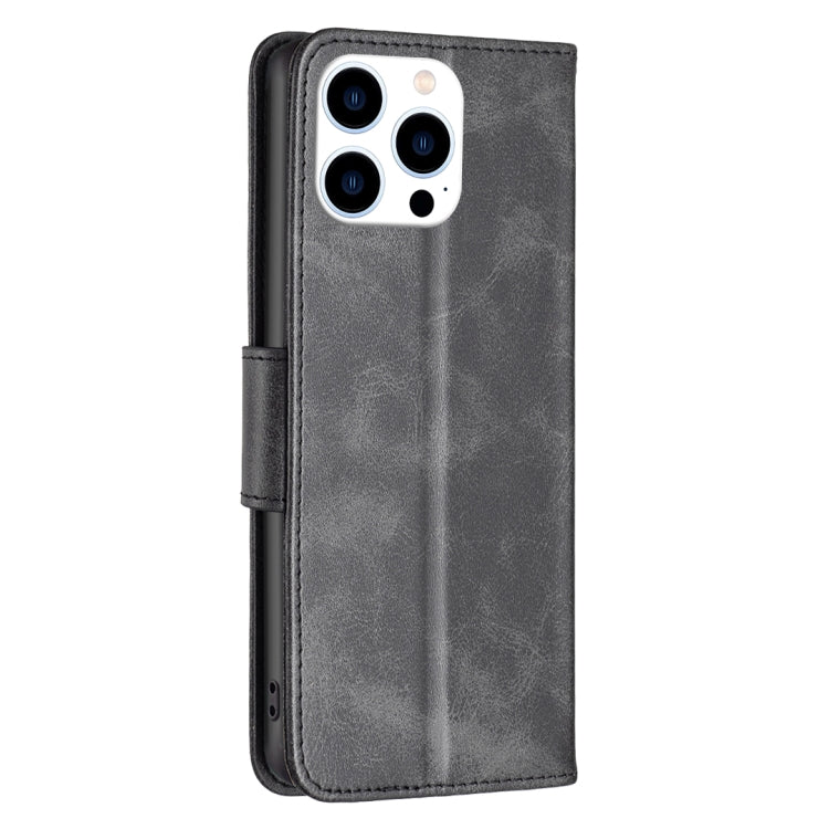 For iPhone 15 Pro Lambskin Texture Pure Color Flip Leather Phone Case(Black) - HoMEdemic™ 
