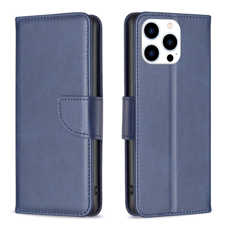 For iPhone 15 Pro Lambskin Texture Pure Color Flip Leather Phone Case(Blue) - HoMEdemic™ 