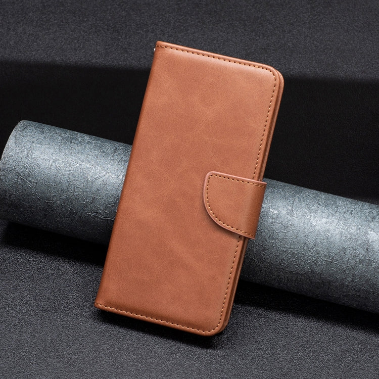 For iPhone 15 Pro Lambskin Texture Pure Color Flip Leather Phone Case(Brown) - HoMEdemic™ 