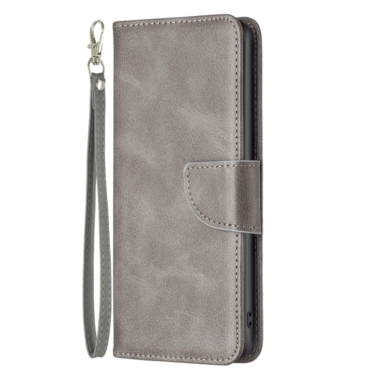 For iPhone 15 Pro Lambskin Texture Pure Color Flip Leather Phone Case(Grey) - HoMEdemic™ 