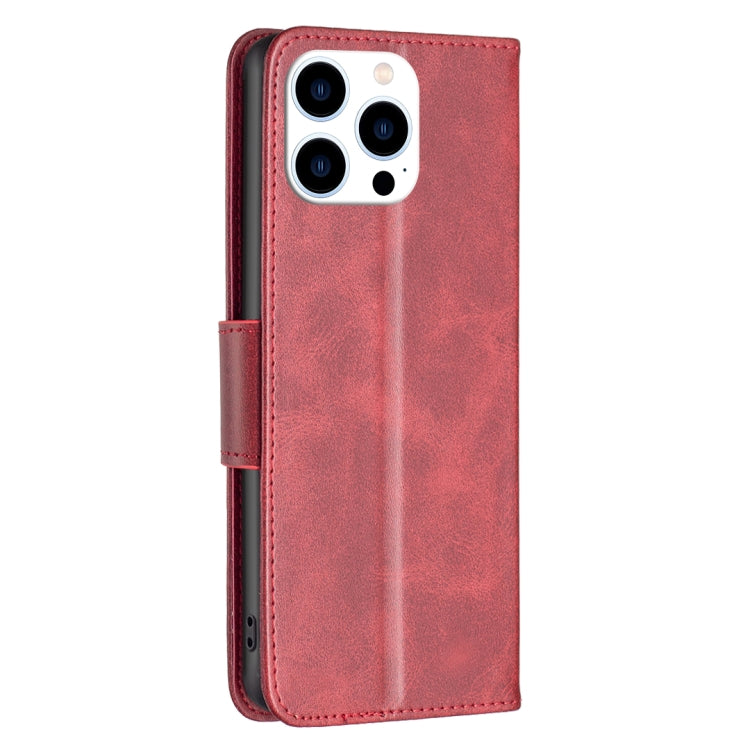 For iPhone 15 Pro Lambskin Texture Pure Color Flip Leather Phone Case(Red) - HoMEdemic™ 