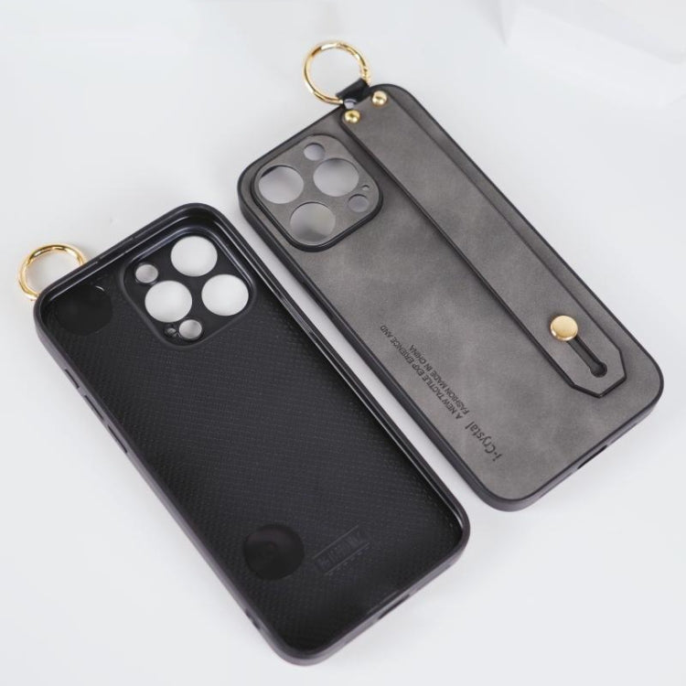 For iPhone 15 Pro Lambskin Wristband Holder Phone Case(Green) - HoMEdemic™ 