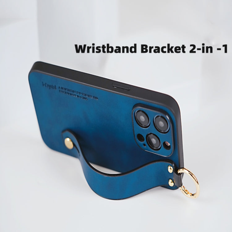 For iPhone 15 Pro Lambskin Wristband Holder Phone Case(Grey) - HoMEdemic™ 