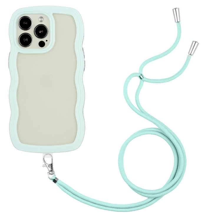 For iPhone 15 Pro Lanyard Candy Color Wave TPU Clear PC Phone Case(Green) - HoMEdemic™ 