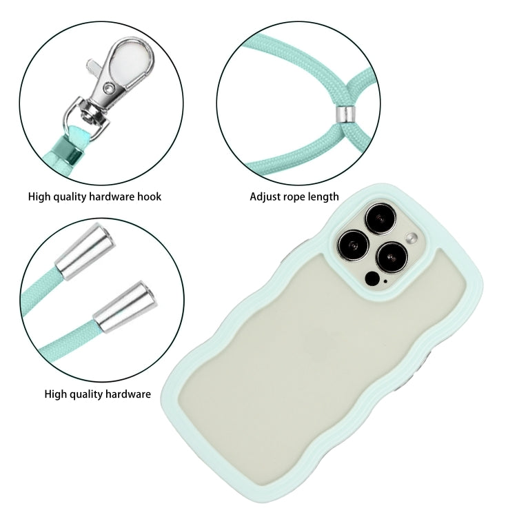 For iPhone 15 Pro Lanyard Candy Color Wave TPU Clear PC Phone Case(Green) - HoMEdemic™ 