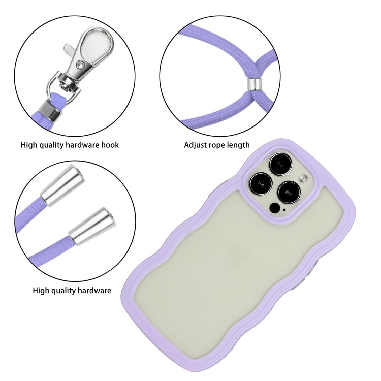 For iPhone 15 Pro Lanyard Candy Color Wave TPU Clear PC Phone Case(Purple) - HoMEdemic™ 