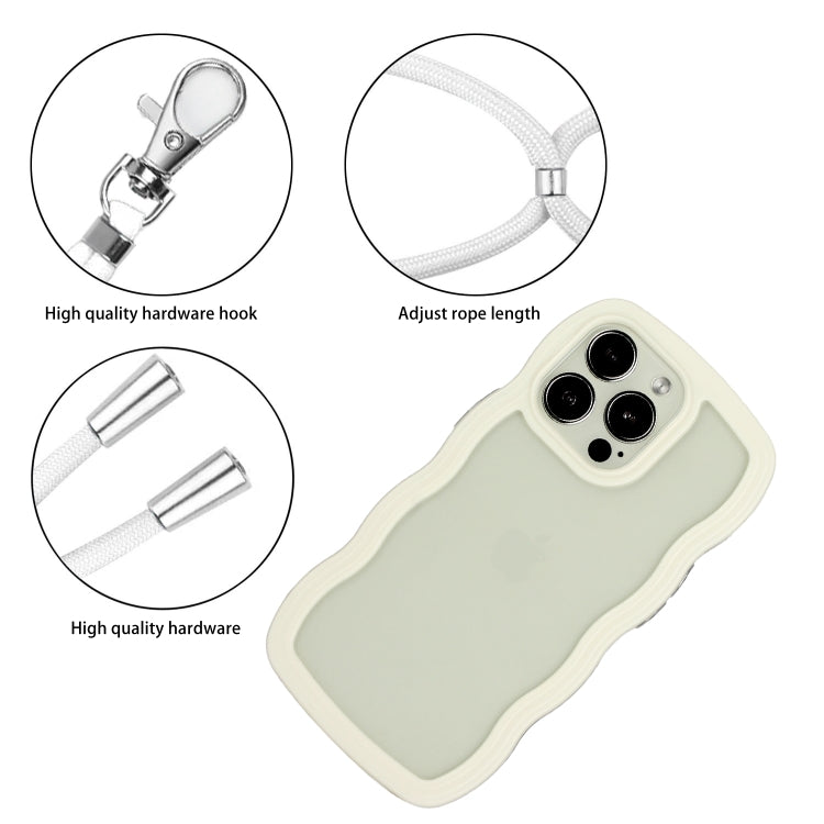 For iPhone 15 Pro Lanyard Candy Color Wave TPU Clear PC Phone Case(White) - HoMEdemic™ 