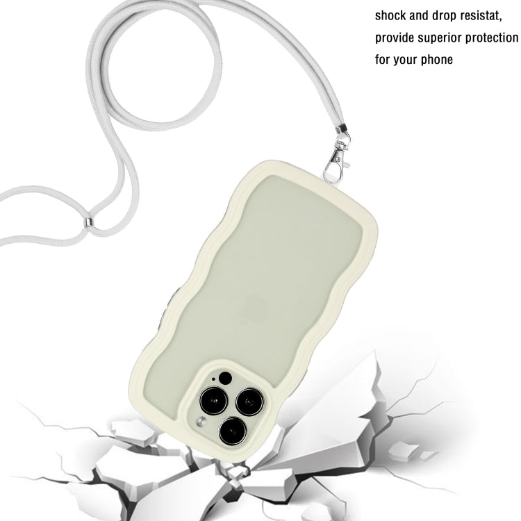 For iPhone 15 Pro Lanyard Candy Color Wave TPU Clear PC Phone Case(White) - HoMEdemic™ 