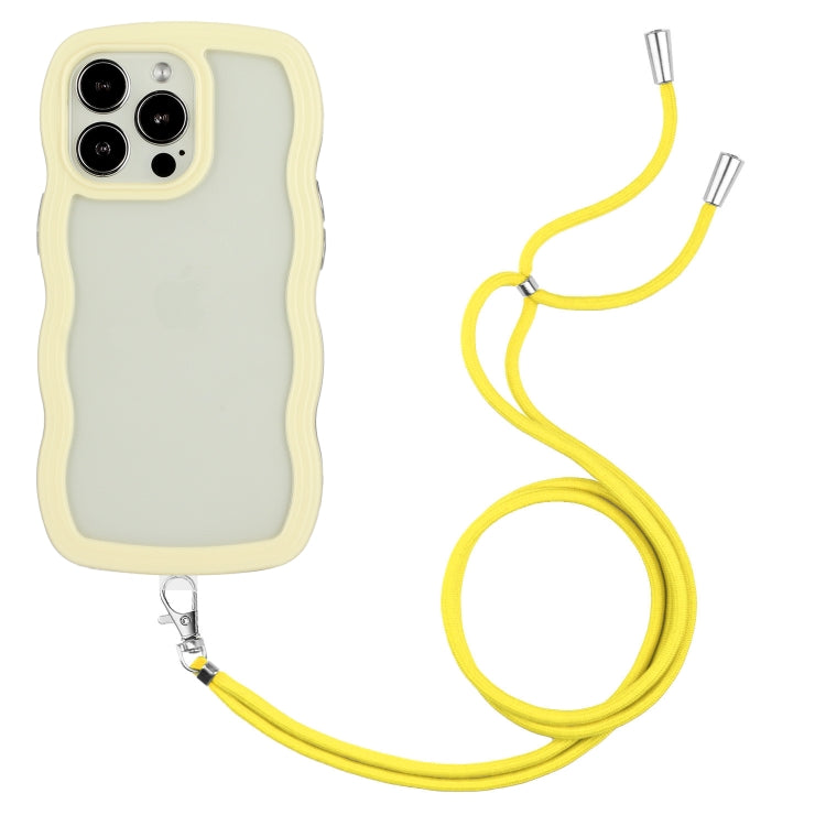 For iPhone 15 Pro Lanyard Candy Color Wave TPU Clear PC Phone Case(Yellow) - HoMEdemic™ 