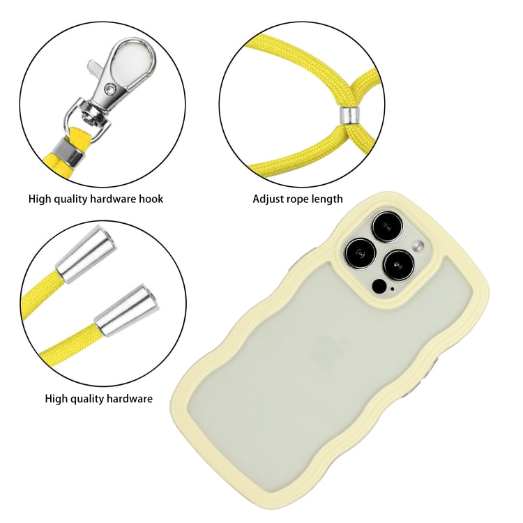 For iPhone 15 Pro Lanyard Candy Color Wave TPU Clear PC Phone Case(Yellow) - HoMEdemic™ 
