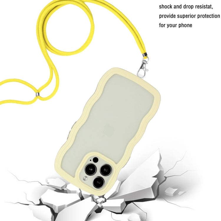 For iPhone 15 Pro Lanyard Candy Color Wave TPU Clear PC Phone Case(Yellow) - HoMEdemic™ 