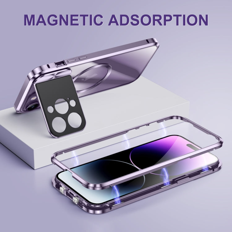 For iPhone 15 Pro Large Window Holder MagSafe Magnetic Metal Phone Case(Black) - HoMEdemic™ 