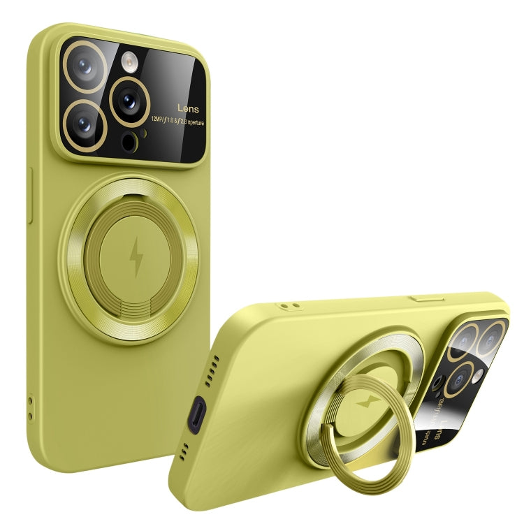 For iPhone 15 Pro Large Window MagSafe Magnetic Holder Phone Case(Avocado Green) - HoMEdemic™ 