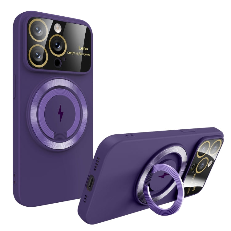 For iPhone 15 Pro Large Window MagSafe Magnetic Holder Phone Case(Dark Purple) - HoMEdemic™ 