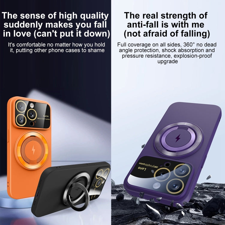 For iPhone 15 Pro Large Window MagSafe Magnetic Holder Phone Case(Dark Purple) - HoMEdemic™ 