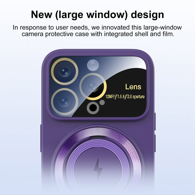 For iPhone 15 Pro Large Window MagSafe Magnetic Holder Phone Case(Dark Purple) - HoMEdemic™ 