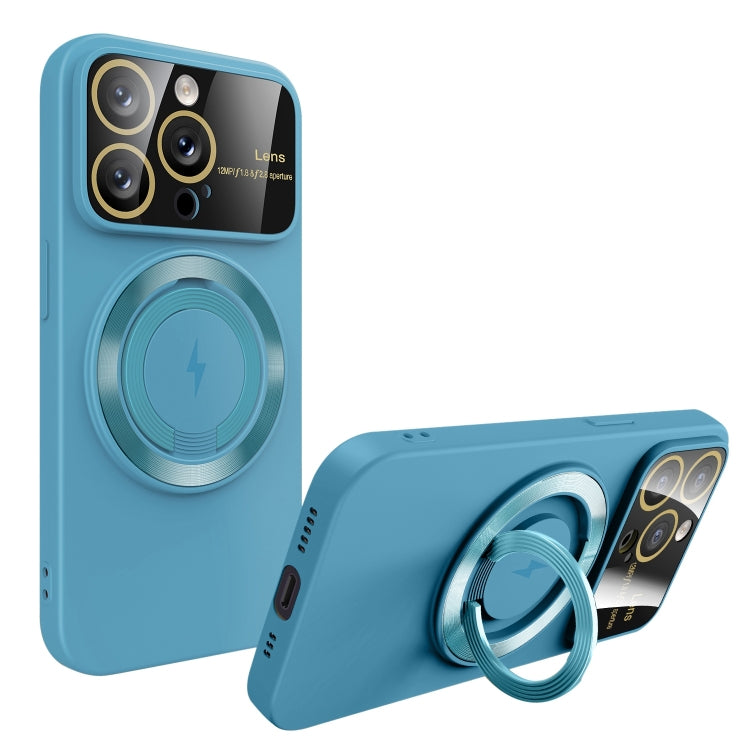 For iPhone 15 Pro Large Window MagSafe Magnetic Holder Phone Case(Sky Blue) - HoMEdemic™ 