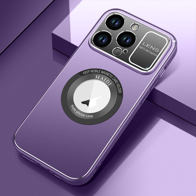 For iPhone 15 Pro Large Window MagSafe Skin Feel PC Phone Case(Purple) - HoMEdemic™ 